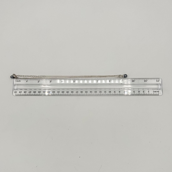 Deep Navy Faux Pearl Necklace & Earring Set | KR Charm | Elegant Minimalist - Picture 4 of 5